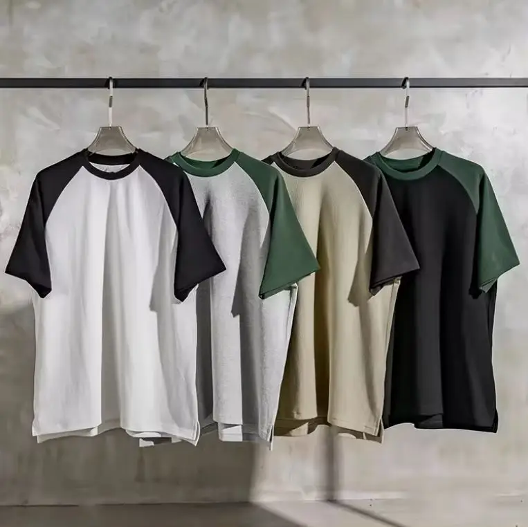 unisex round neck t-shirt blank raglan short sleeve t-shirt heavy cotton mens oversized t-shirts youth and adult sizes