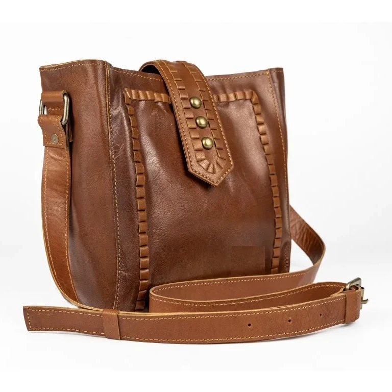 Customised Genuine Leather Handmade Designer Sling Bag with Adjustable Single Shoulder Strap and Stud Closer for Daily Use