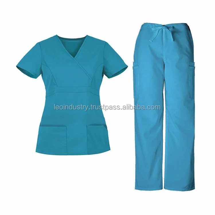 High Quality Sea Blue Scrubs Uniforms for Female Hospital Staff