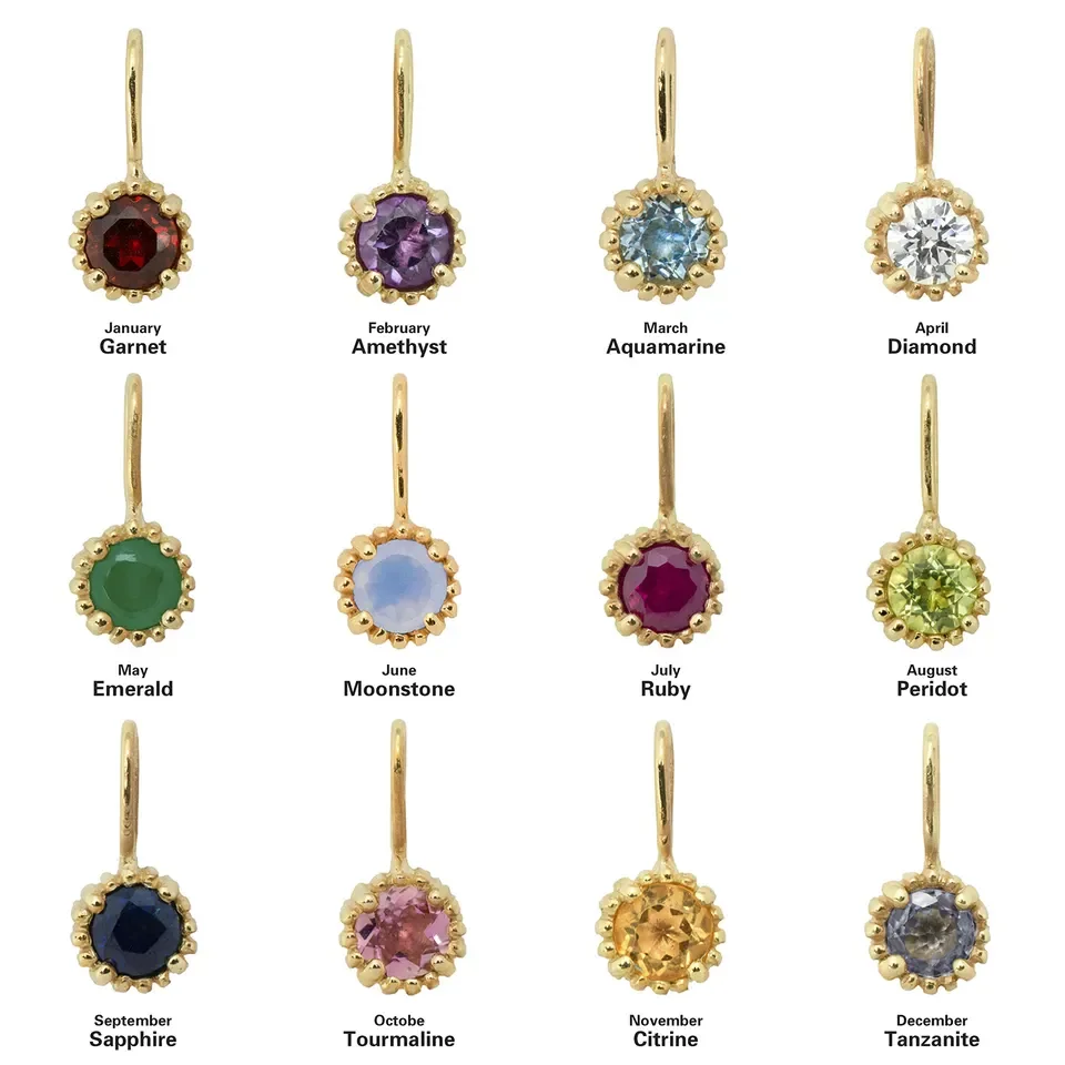 classic 925 sterling silver 18k gold birthstone cz charm signs diamond pendant necklace