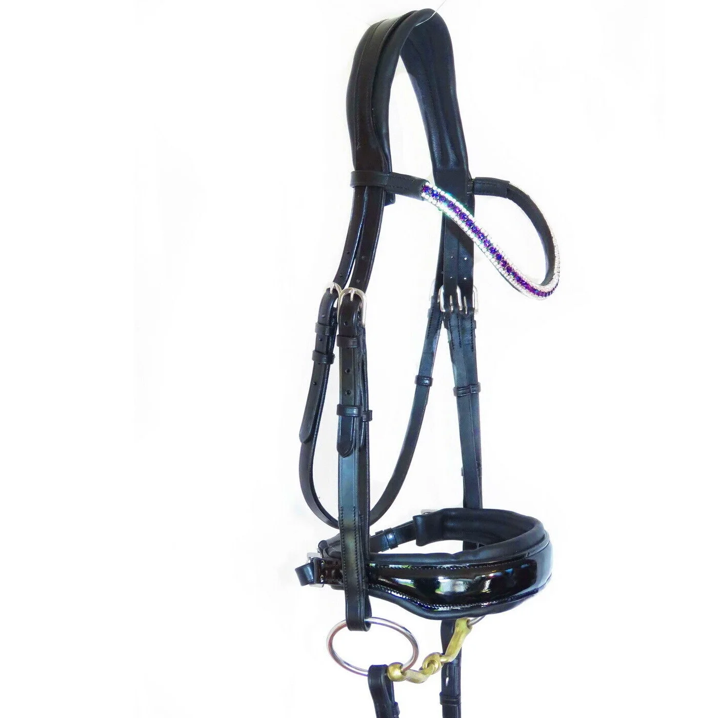 FSS Anatomical Shaped Bridle FREEWAY Shimmer Heliotrope Purple Crystal BLING New