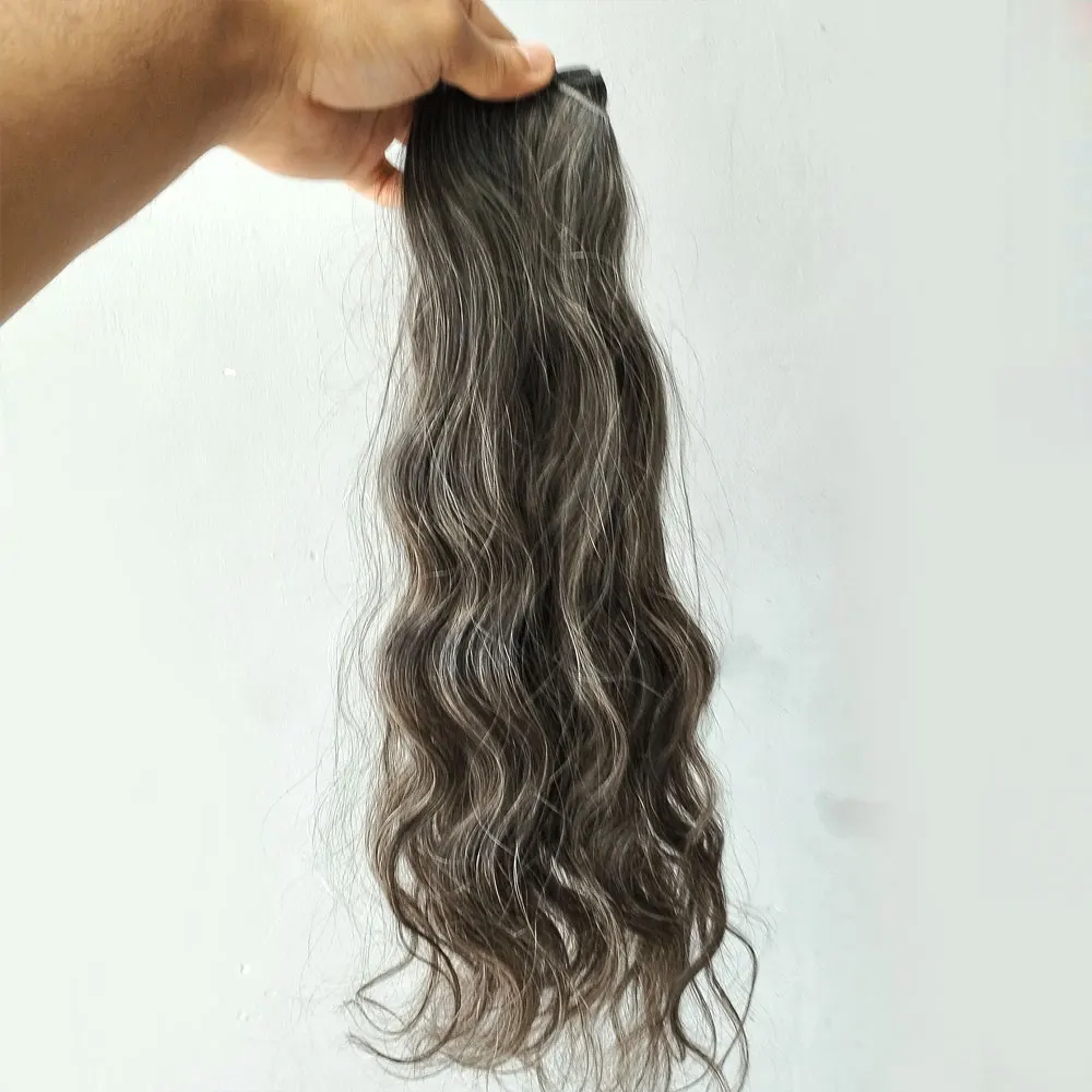 100% Raw Virgin Natural Gray Hair Single Donor Unprocessed Cuticles Aligned Salt & Pepper Gray Weave Weft Hair wholesale price