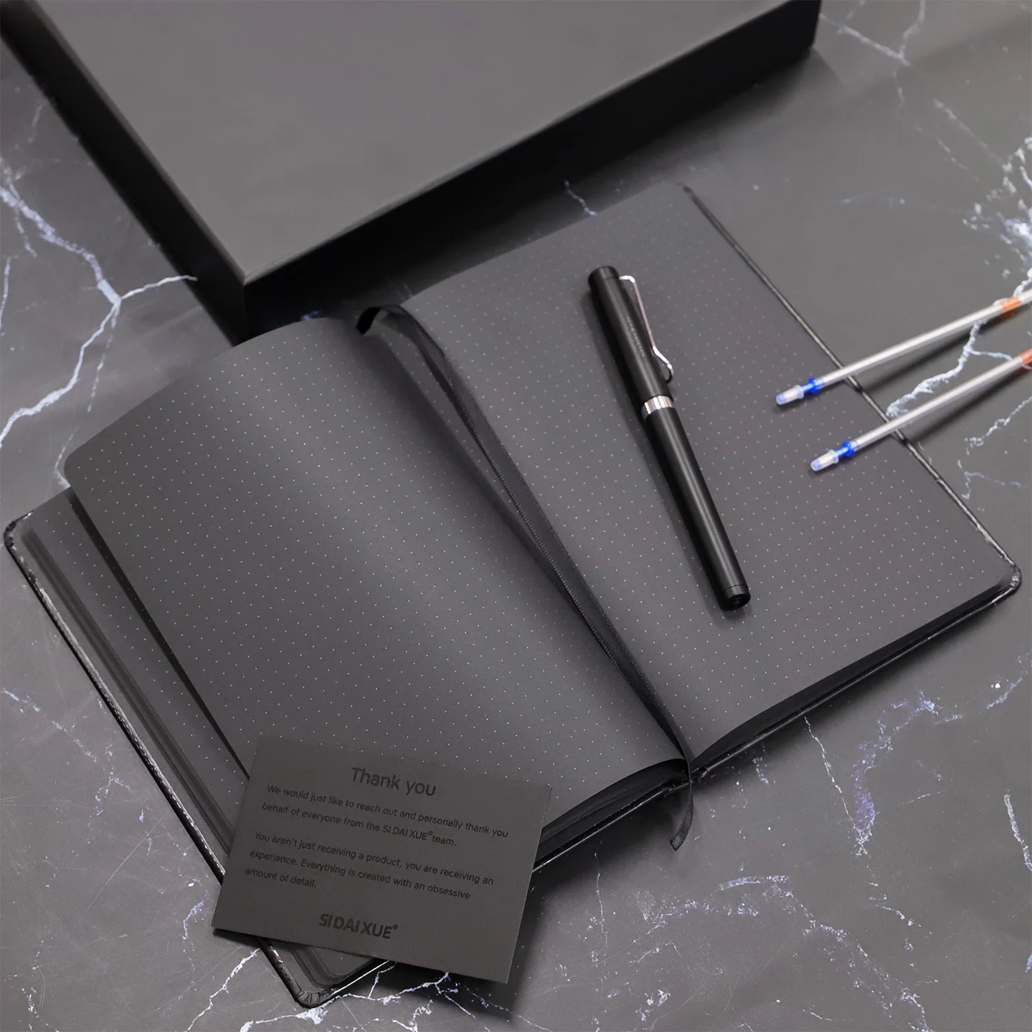 Custom A5 PU Hardcover Journal Plain Black Paper Notebook Black Paper notebook