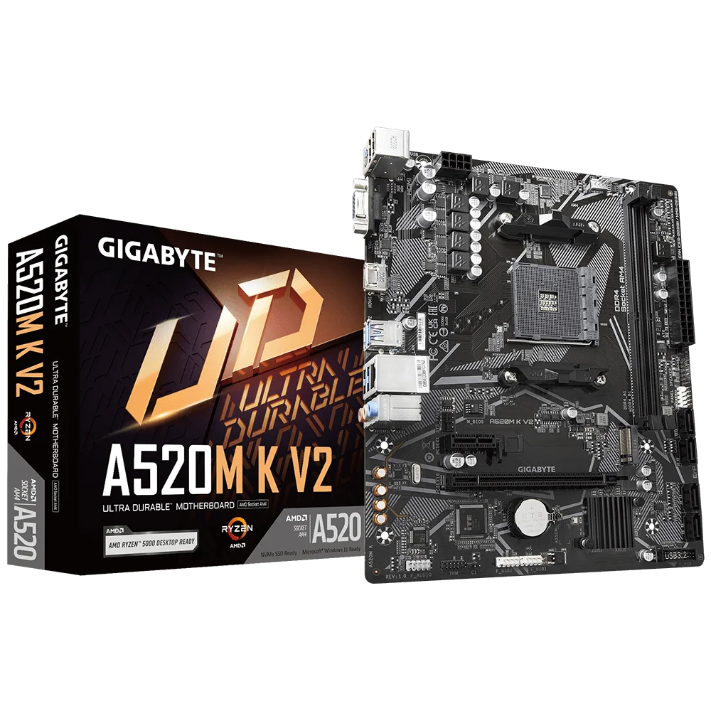 Brand new a520m k v2 giga byte Gaming AMD R 1st and 2nd Gen AM4 Support Crossfire MATX Motherboard