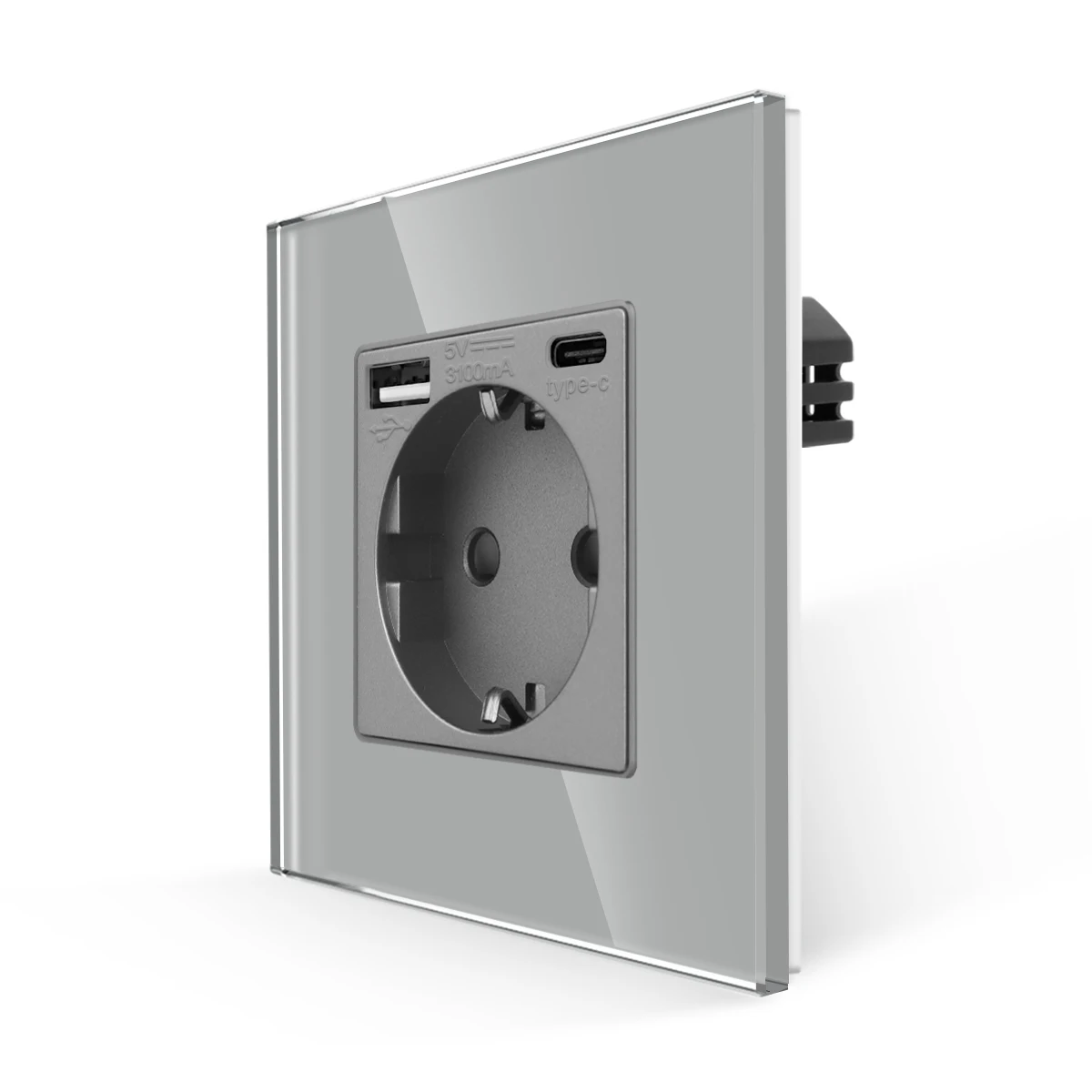 KLASS USB TYPE-C indoor glass wall plug and socket insert uk and africa standard wall switch and socket