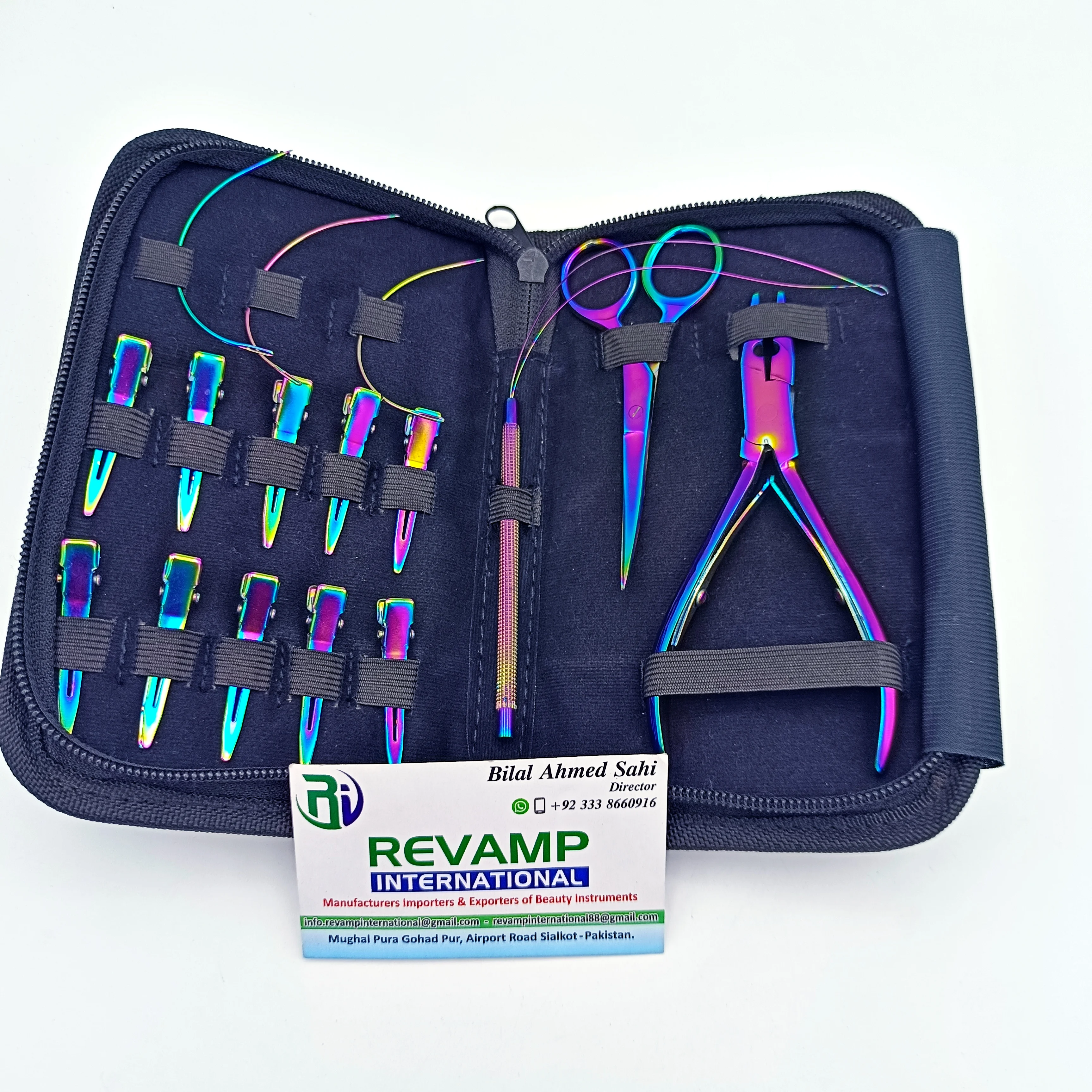 Multi Functional Rainbow Color Sustainable Stainless Steel Hair Extension Pliers Kit For Hair Apply & Remove Micro Ring Loop