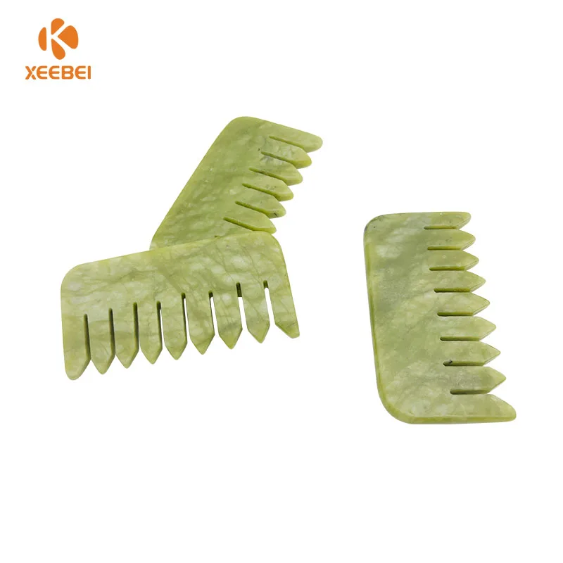 Custom Logo High Quality Rose Quartz Jade Guasha Tools Jade Head Comb For Head Massage