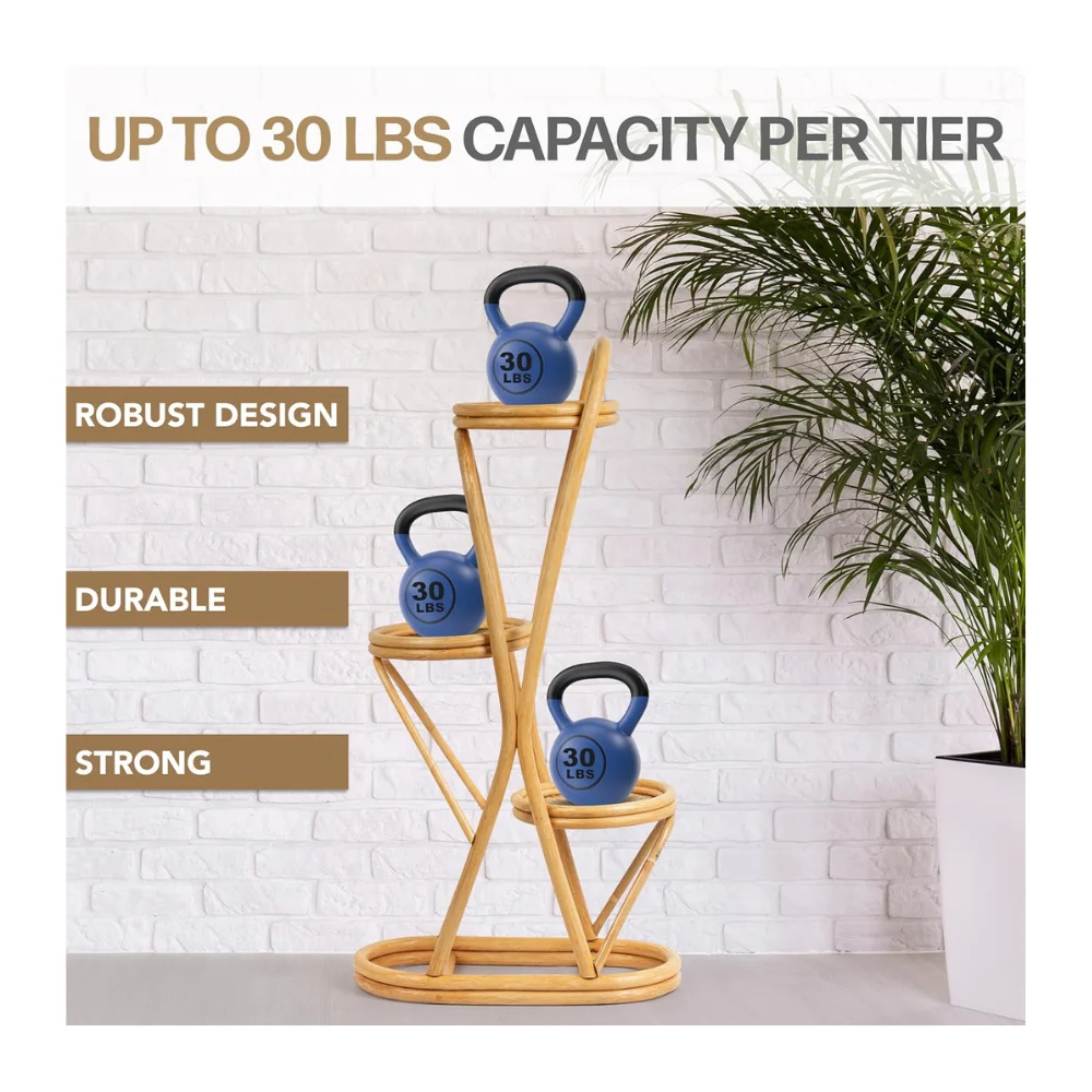 High-quality natural rattan material rattan plant shelf 3-tier plant stand, indoor, outdoor wholesale made in Vietnam