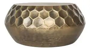 Modern Design Indian Handmade Interior Metal Hammered Round Golden Coffee Table Living Room Customized Color Made in India