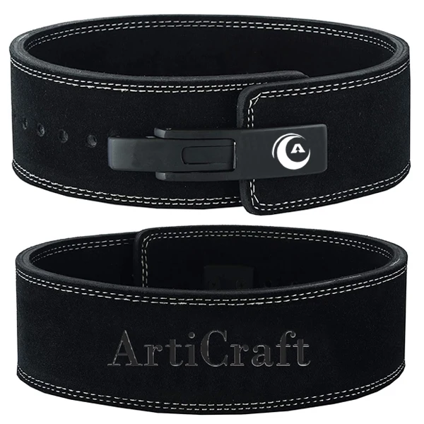 High Quality Waist Support Gym Fitness Power Workout Weight Lifting Belt Factory Customized Cow Leather powerlifting lever belts