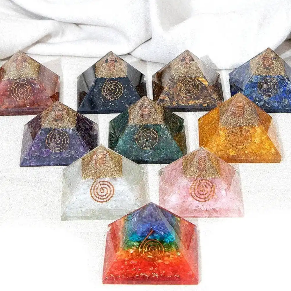 Handmade 60mm Amethyst Orgonite Pyramid Natural Crystal Gemstone Chakra Love Style for Energy Healing-Buy from PLANET CRYSTAL EX