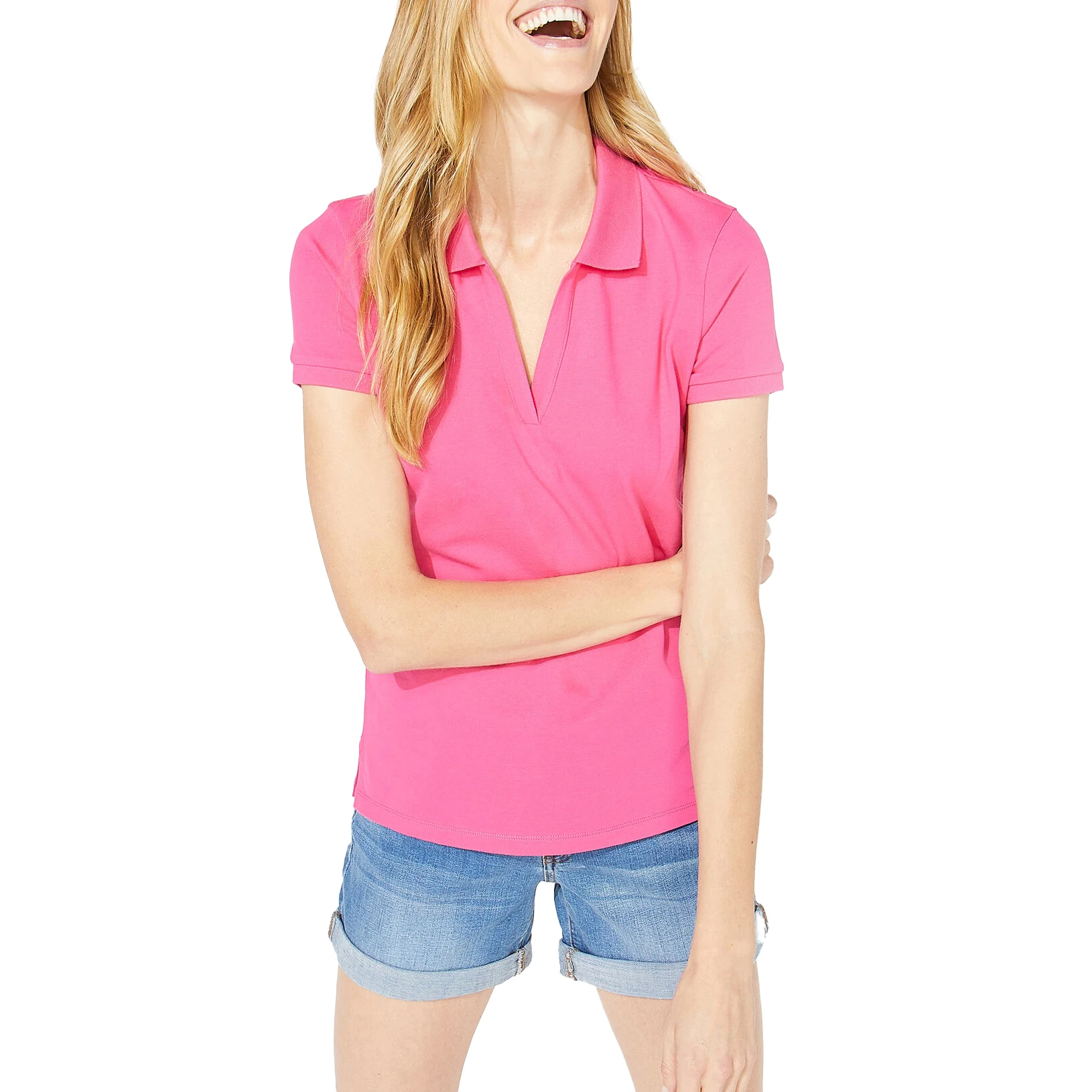 Custom Women Polo Shirts 100% cotton 230 GSM polo t-shirts custom LOGO lightweight women clothing Pink polo golf t shirts