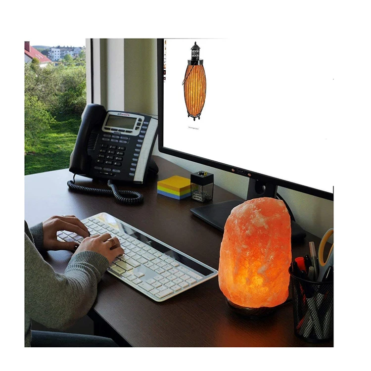 Wholesale decorative night Himalaya rock salt crystal lamp with wood base electric wire and bulb Natural salt 2-3 kg lamp