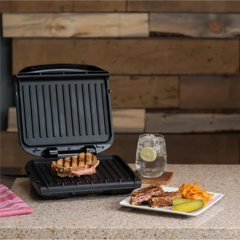 WHOLESALE 4-Serving Removable Plate Electric Grill and Panini Press, George Tough Non-Stick Coating, Drip Tray Catches Grease