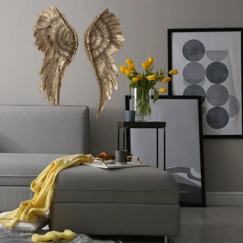 For Sale 2 Piece Angel Wing Bas Relief Wall Decor Set Metal Home Decor Interior Home Decor In Wholesale Prices