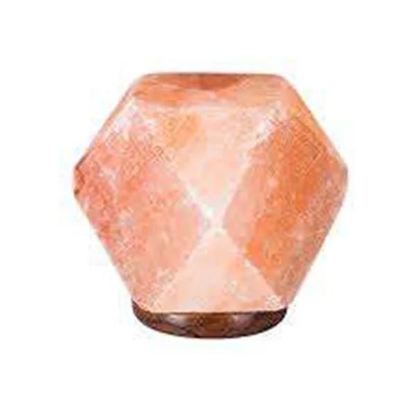 Crystal Rock Himalayan Salt Lamp Diamond Shape Wooden Base USB Cable Diamond Sahpe Salt Lamp For Office Table