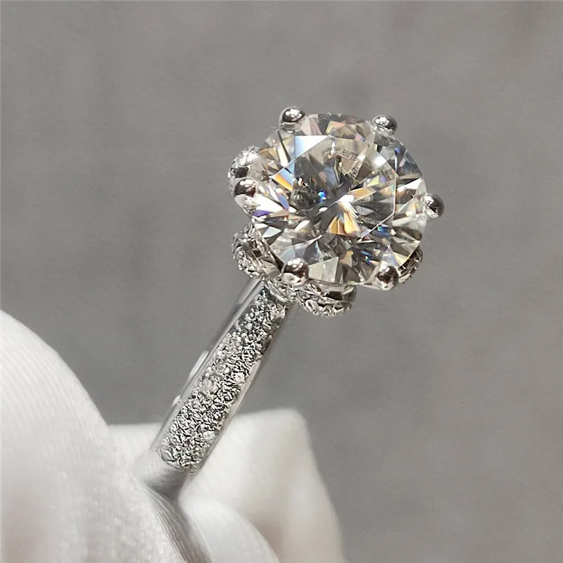 2 CT Round Diamond Moissanite Diamond Four Prong Round Diamond 10K 14K 18K 24K Gold Ring Moissanite Engagement Ring For women