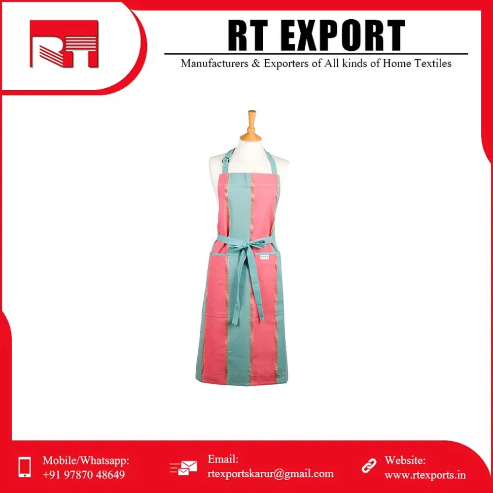 Good Quality Latest Design Cotton Material Custom Print Cooking Kitchen Apron Indian Manufacture