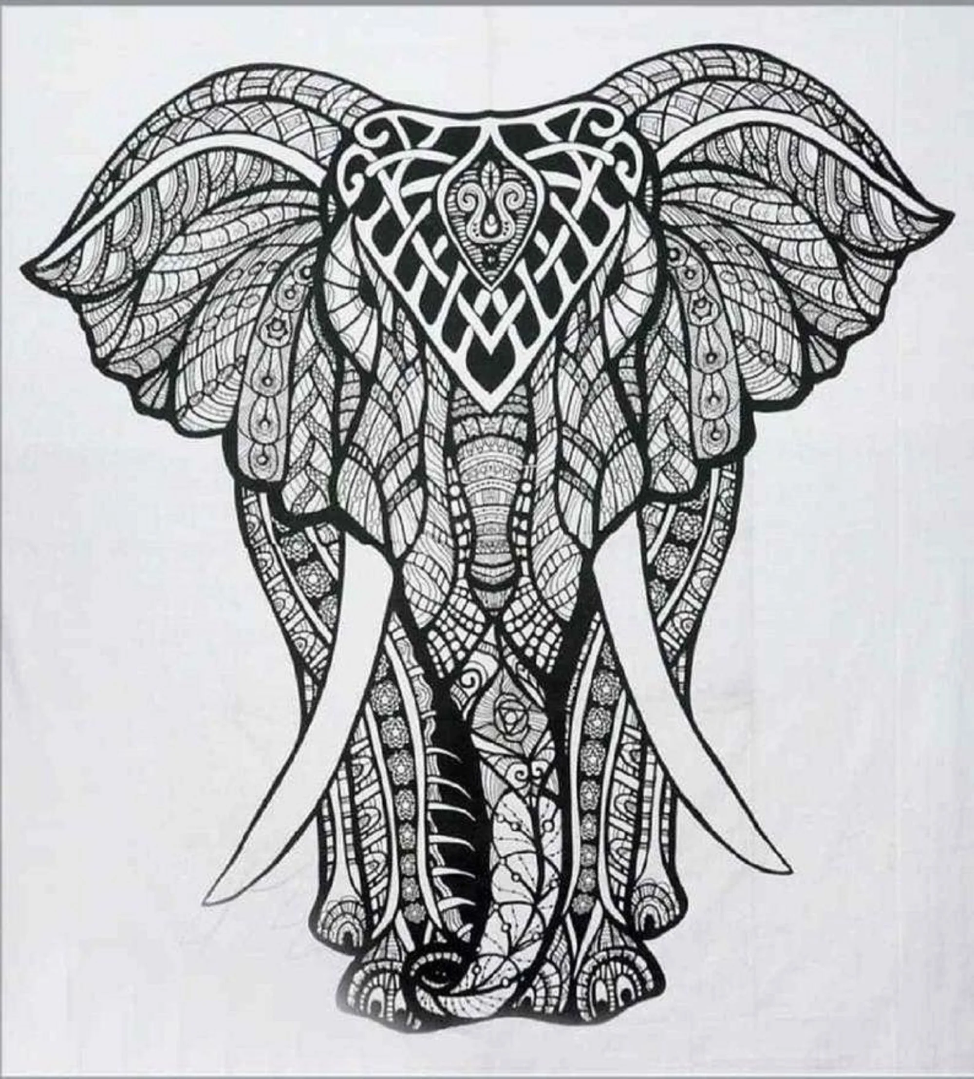 Indian tapestry wallhanging big elephant black white ethno style hippie decor fair trade vegan walldecor wholesale tapestries