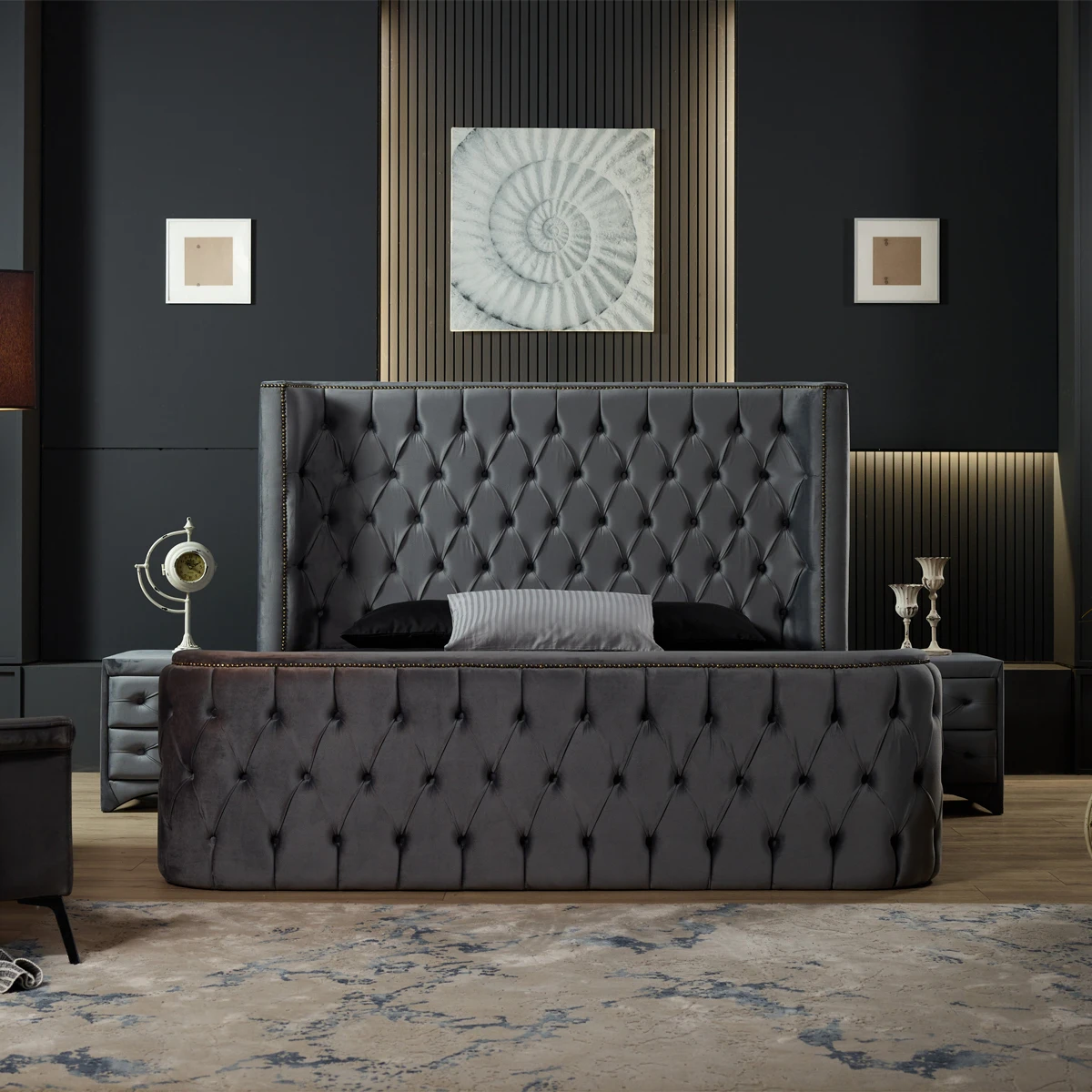 High Quality Wooden Bed Set King Single Sizes Hydraulic Ottoman System Adjustable Mattress Headboard Base Nightstand Bedroom