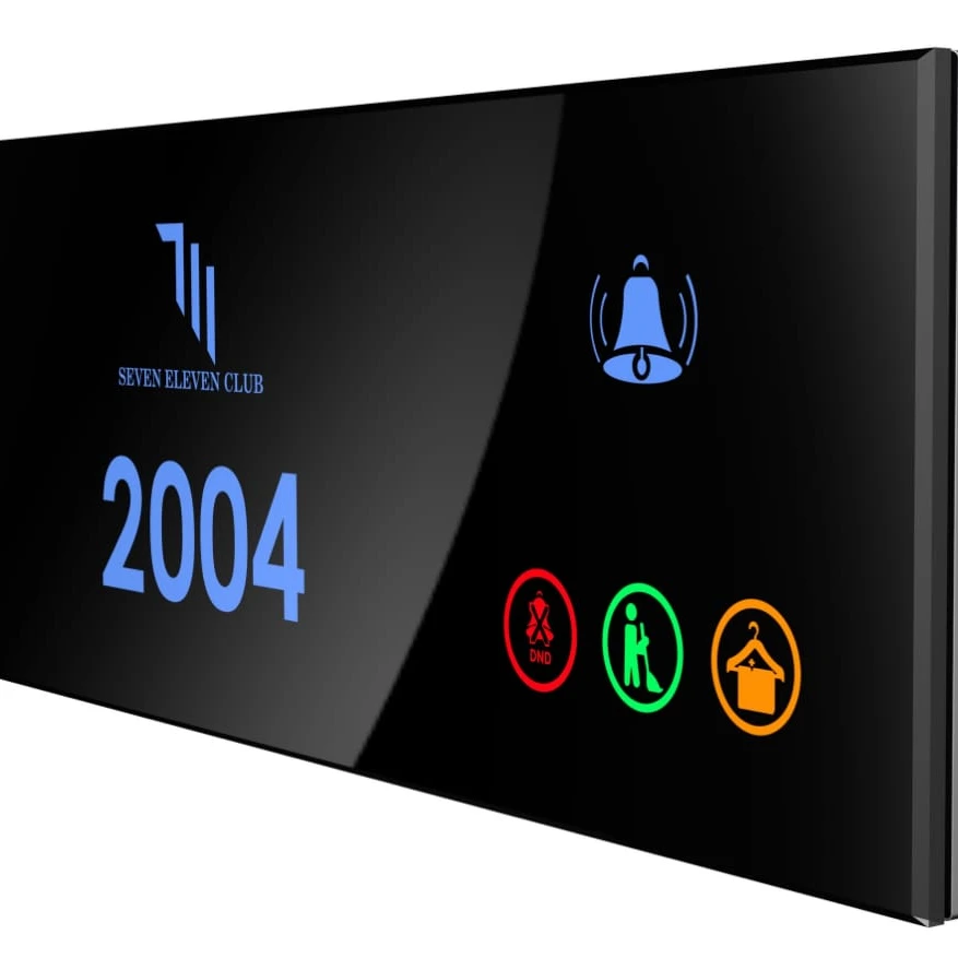 Fox Domotics Crystal Glass Touch Panel Smart Hotel with DND Room Number Clean Doorbell Switch Wifi Controlled light switch