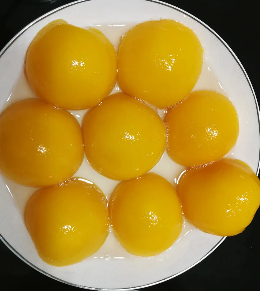 good quality China factory Fresh new crop season 820g Canned Food Yellow Peach half halves in syrup