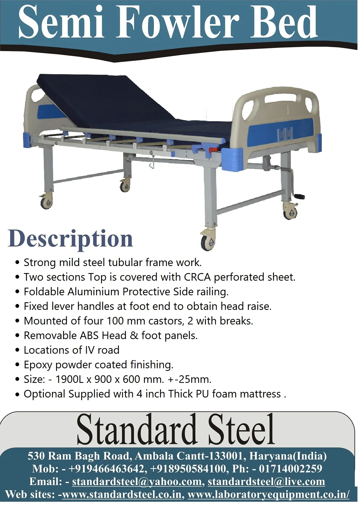 Hospital Patient Bed Manual Patient Bed Manual Adjustable two section Hospital bed for 1 crank patient cot