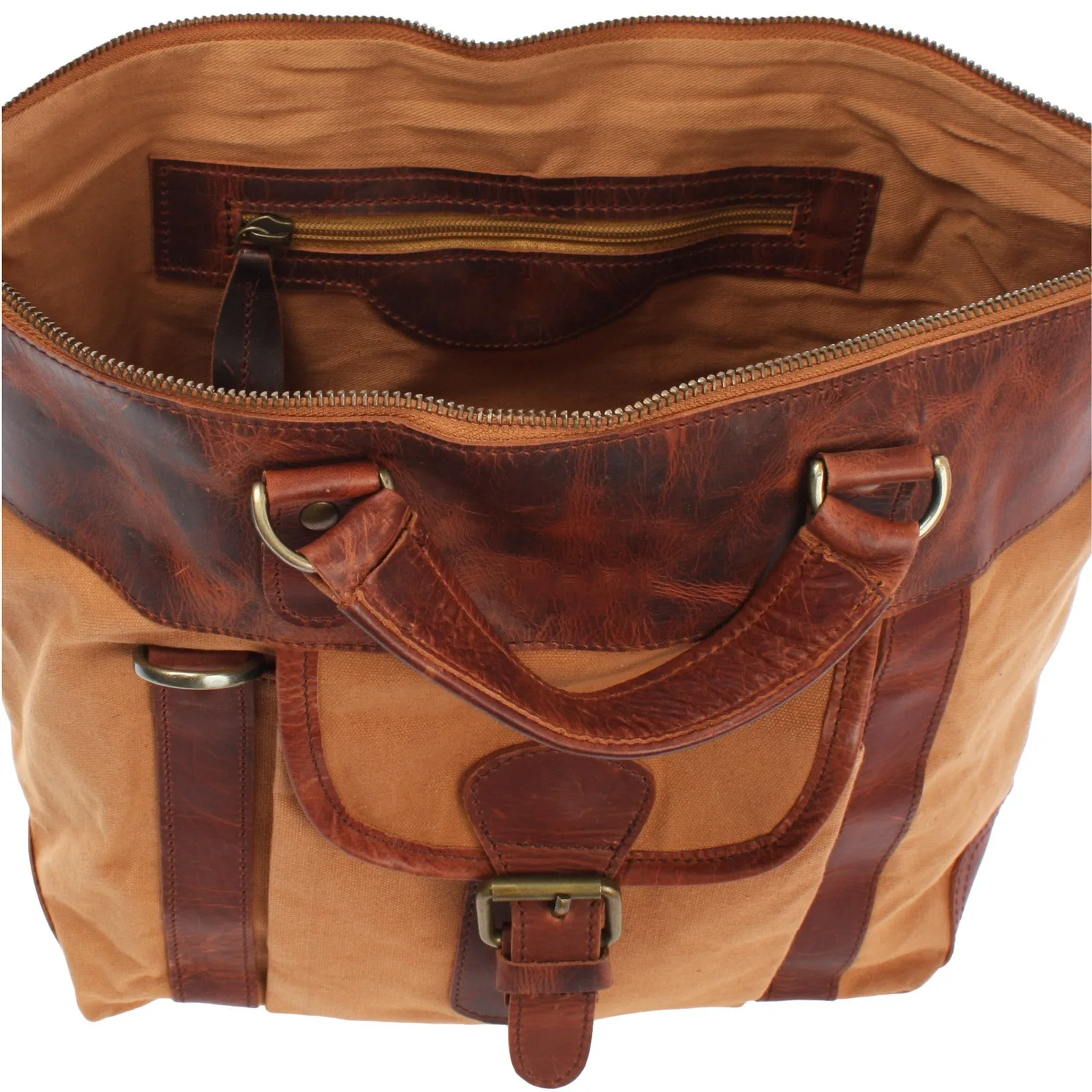 Street Smart Cognac Canvas Sling Bag with Adjustable Removable Sling Front Compartment Magnetic Closure Custom Logo Possible