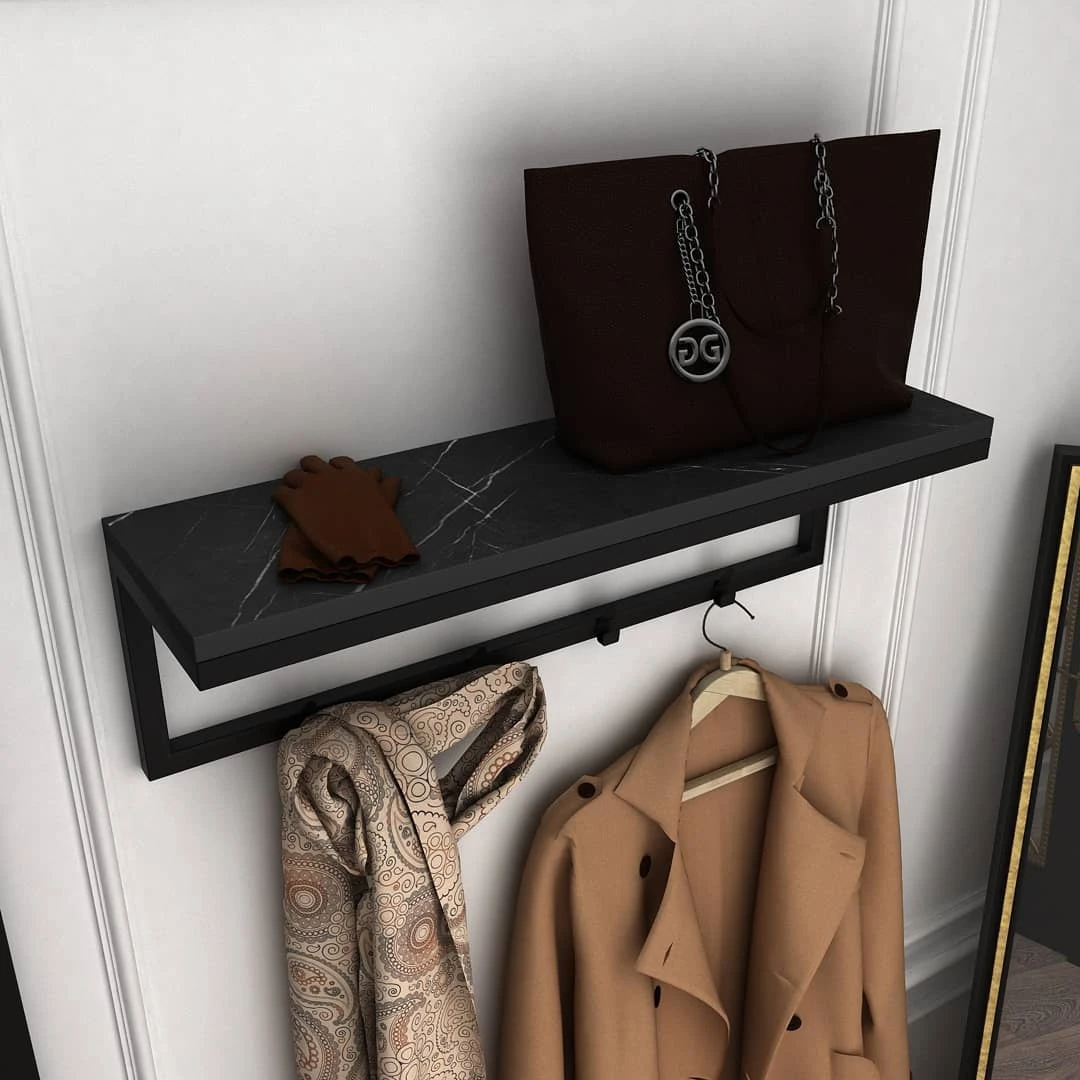 Luxury Metal hanger shelve Metal Frame Solid Wood shelf for Hotel School Office Home Furniture living room entry