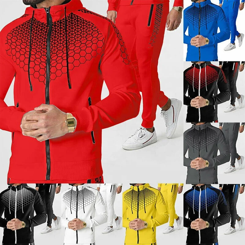 New Loose Hoodie and sweat pant set embroidery Tracksuit Long Sleeve Mens custom Sweatsuit Set