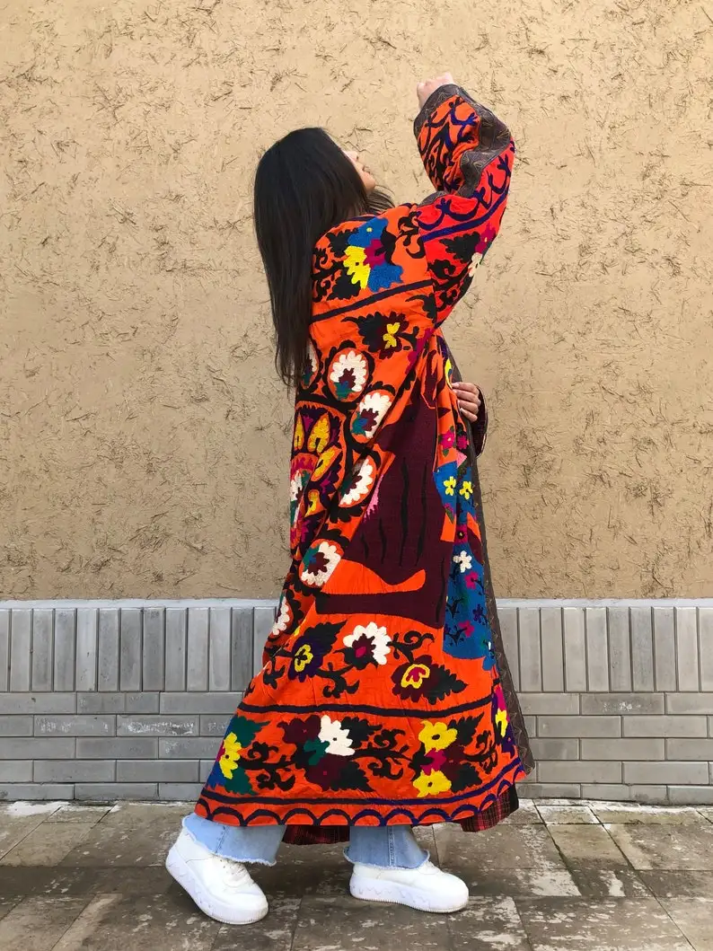 multi color sujanji jacket velvet cloth jacket long designer jackets for womens beautiful design