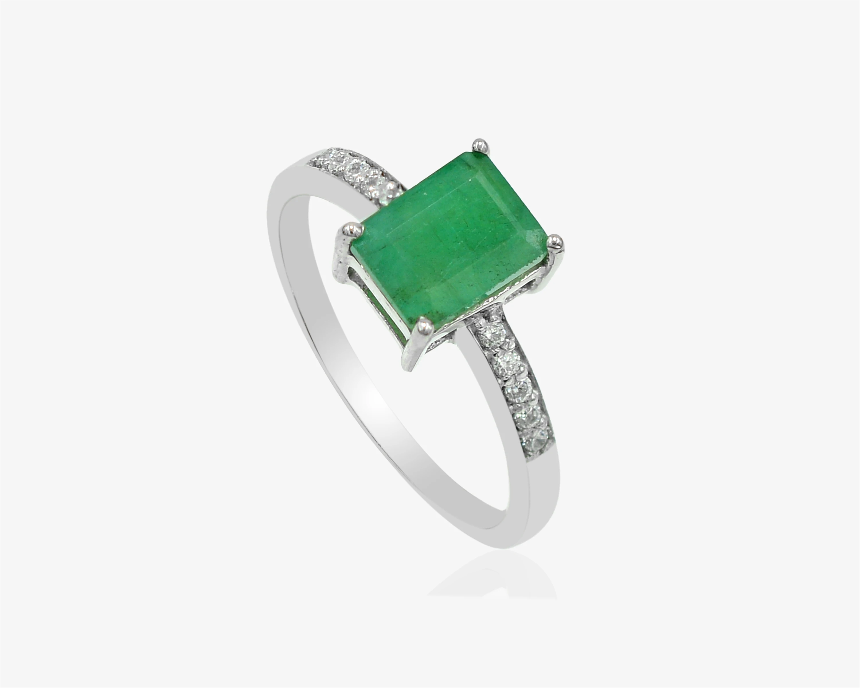 925 Sterling Silver Solitaire Proposal Ring Handmade Natural Emerald Women Ring Engagement Ring Fine Emerald Jewelry Wholesaler