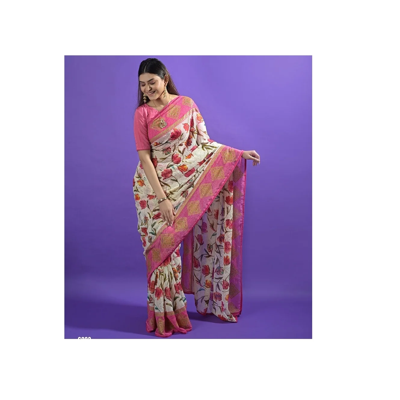 Premium Quality Latest Design Women Digital Printed Georgette Saree With Heavy Printed Work Comfortable Fabric Saree from India