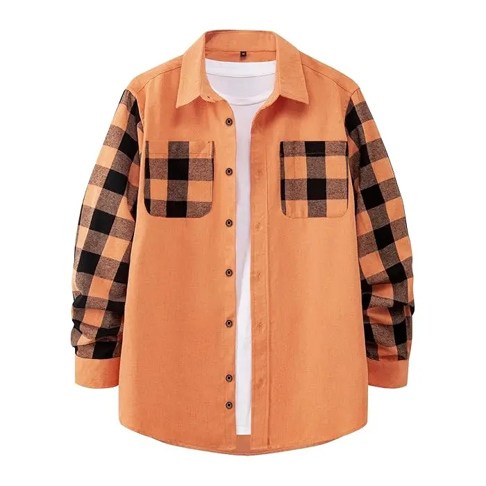 Flannel Shirt for Men Long Sleeve Button-Down Plaid Shirts Mens Casual Plaid Shacket Button Down Winter Long Sleeve Thick Shirt