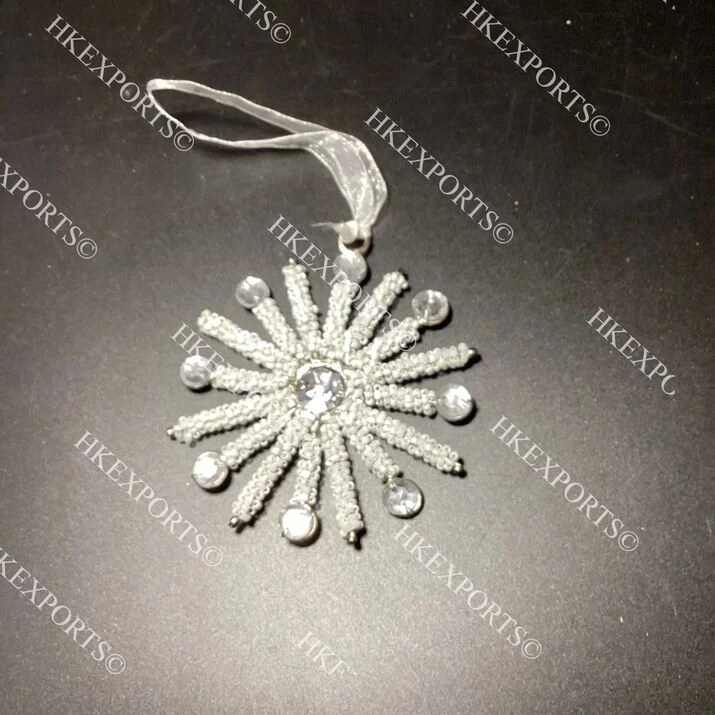 Handcrafted Multicolor Christmas Beaded Hanging Ornament Festive Holiday Decor Unique Handmade Xmas Tree Decoration