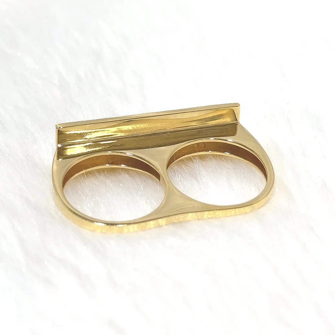High Quality Luxury Famous Brand Designers Jewelry Two Finger Ring Full Gold Word Letters Ring