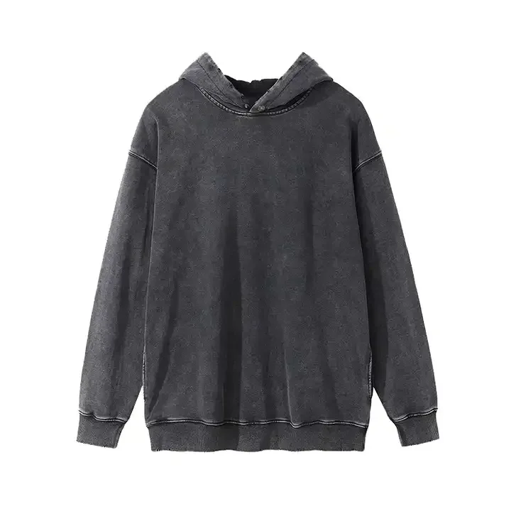 Premium Quality oversized vintage acid wash hoodie for men Drop Shoulder High Street Wholesale Sun Faded Distressed Hoodies