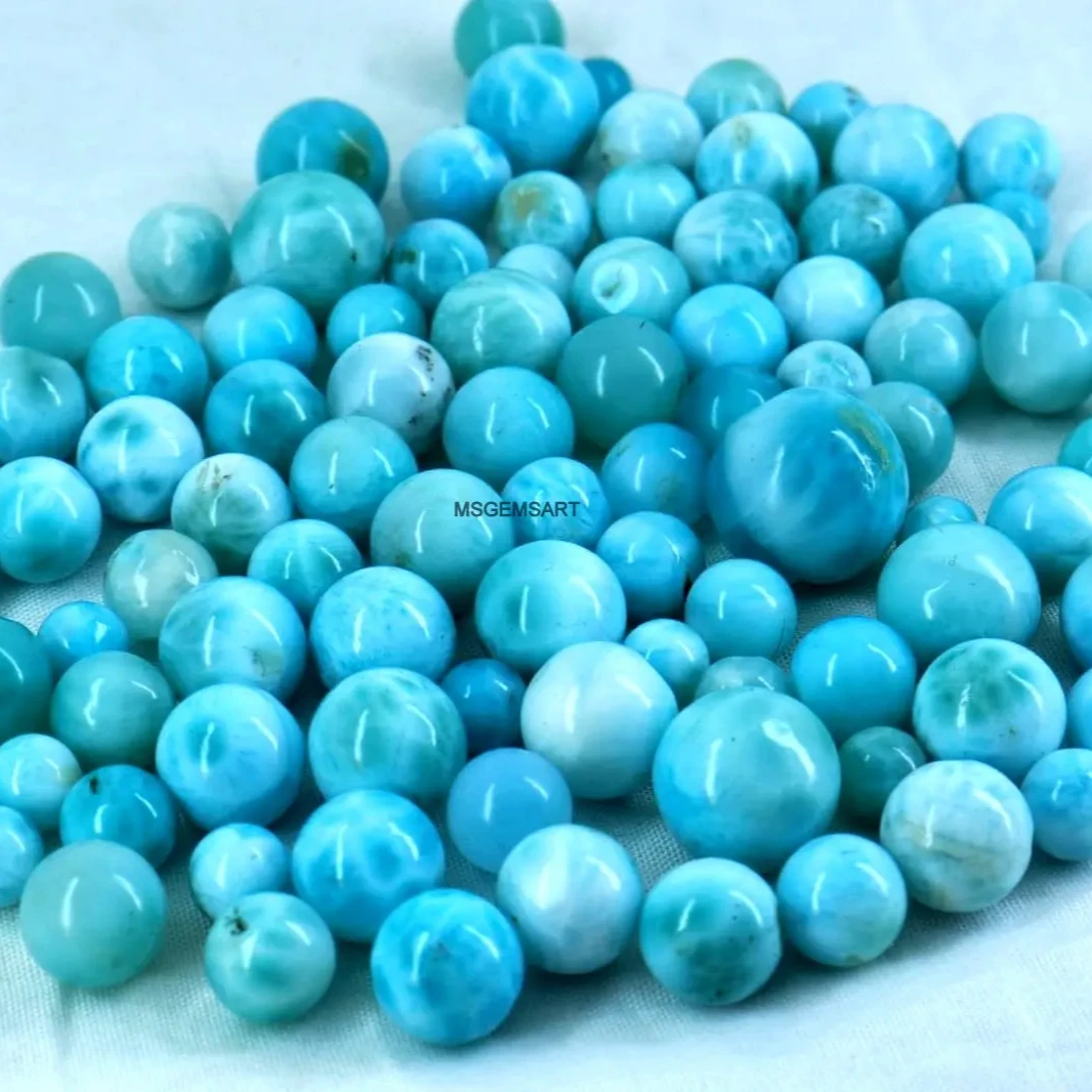 Larimar Cabochon Sphere Ball Natural Blue Gemstone from Dominican Republic Exclusive Caribbean Larimar Crystal Lot