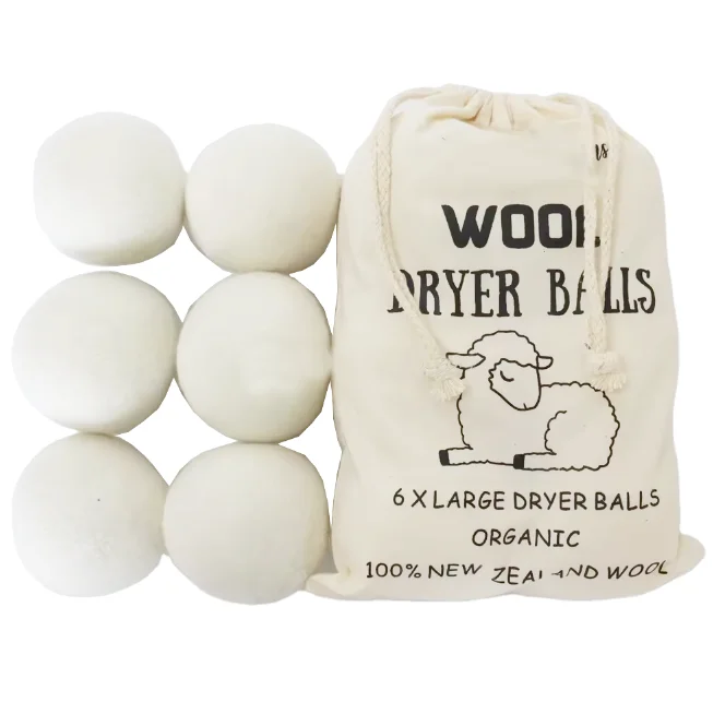 arrivals 2024 top seller trending New zealand wool products xl 7cm wool Dryer Balls 6 pack cotton bag factory wholesale
