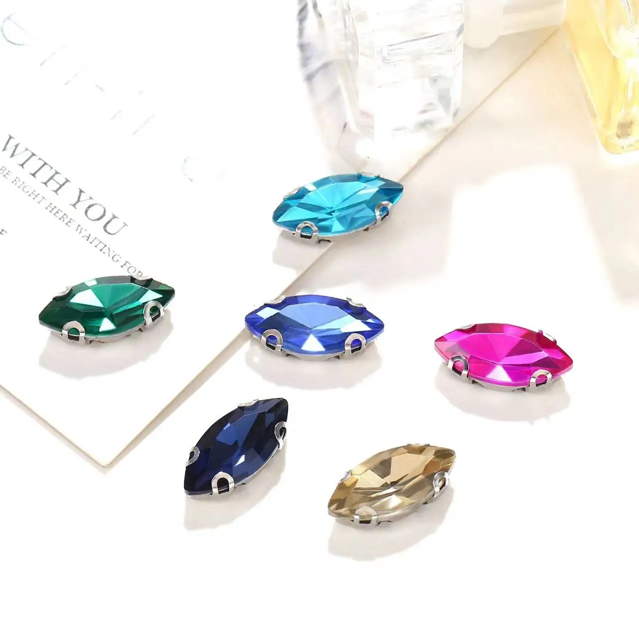 Crystal Sew On Glass Cup Rhinestone Silver Base Beads Craft Gemstone Jewelry Making DIY Accessories