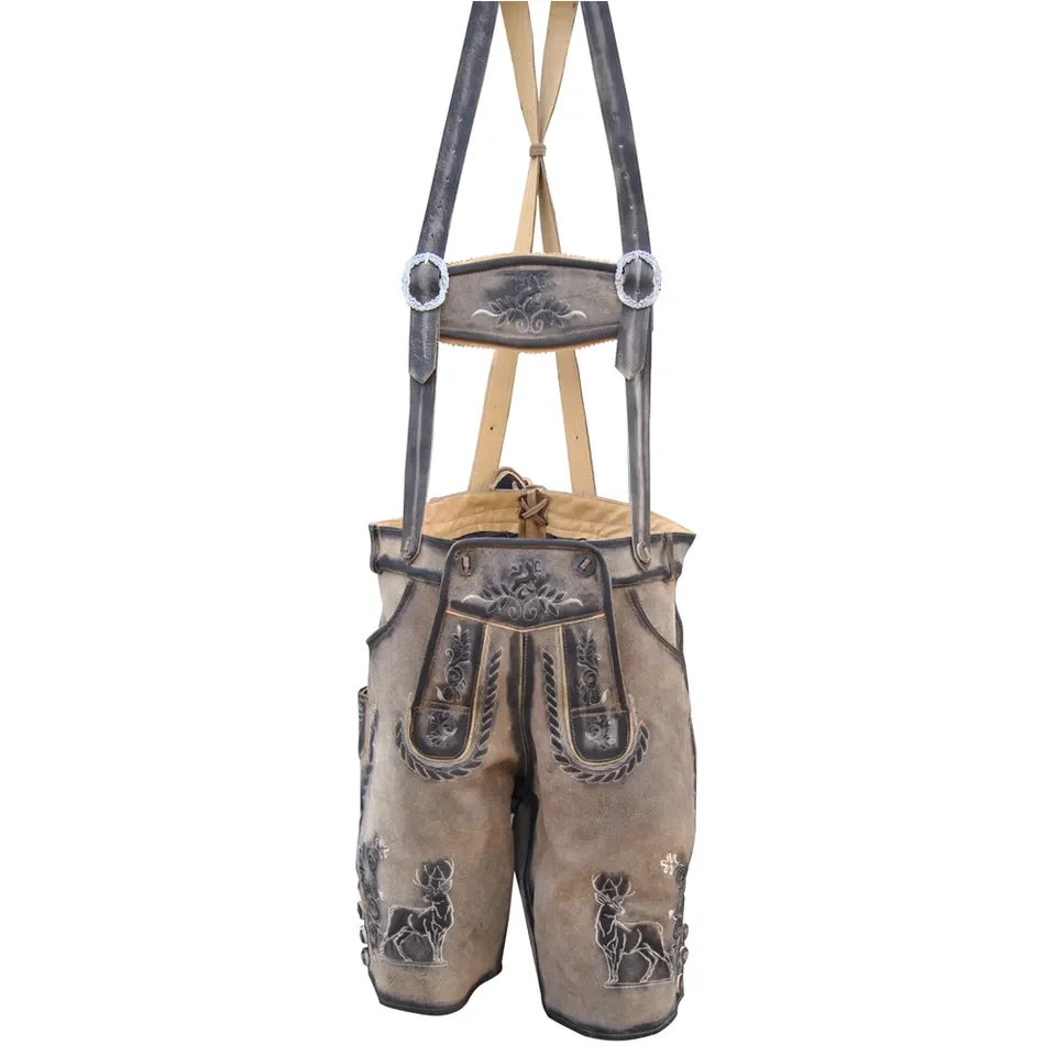 New Custom Bavarian Lederhosen German Wear Suede Leather Made Shorts and Long Traditional Pants Best Selling 2023