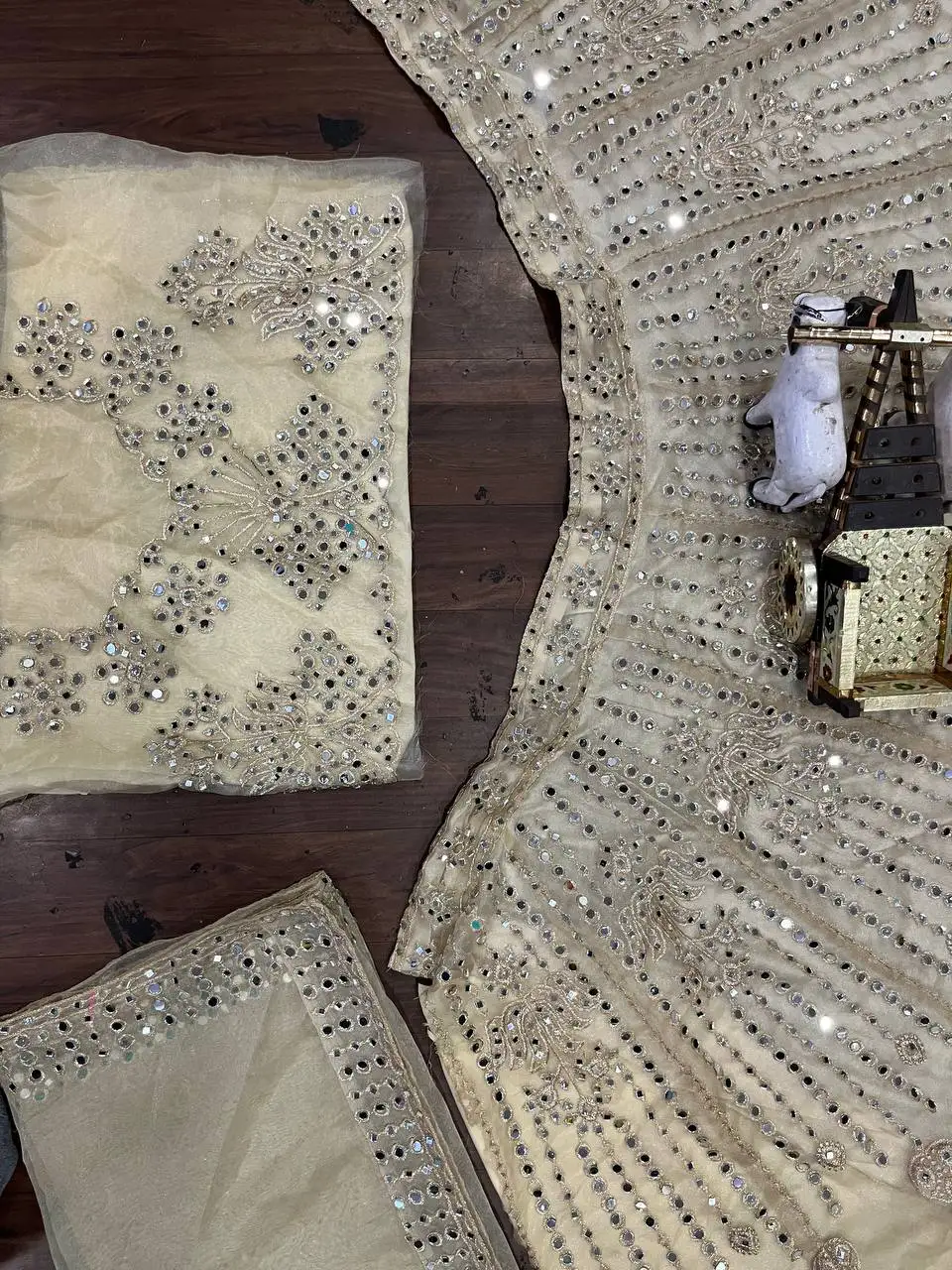 FULPARI Женская свободная ткань Lehenga из органзы шелк работа настоящая зеркальная вышивка с канканом и холстом 4 метра