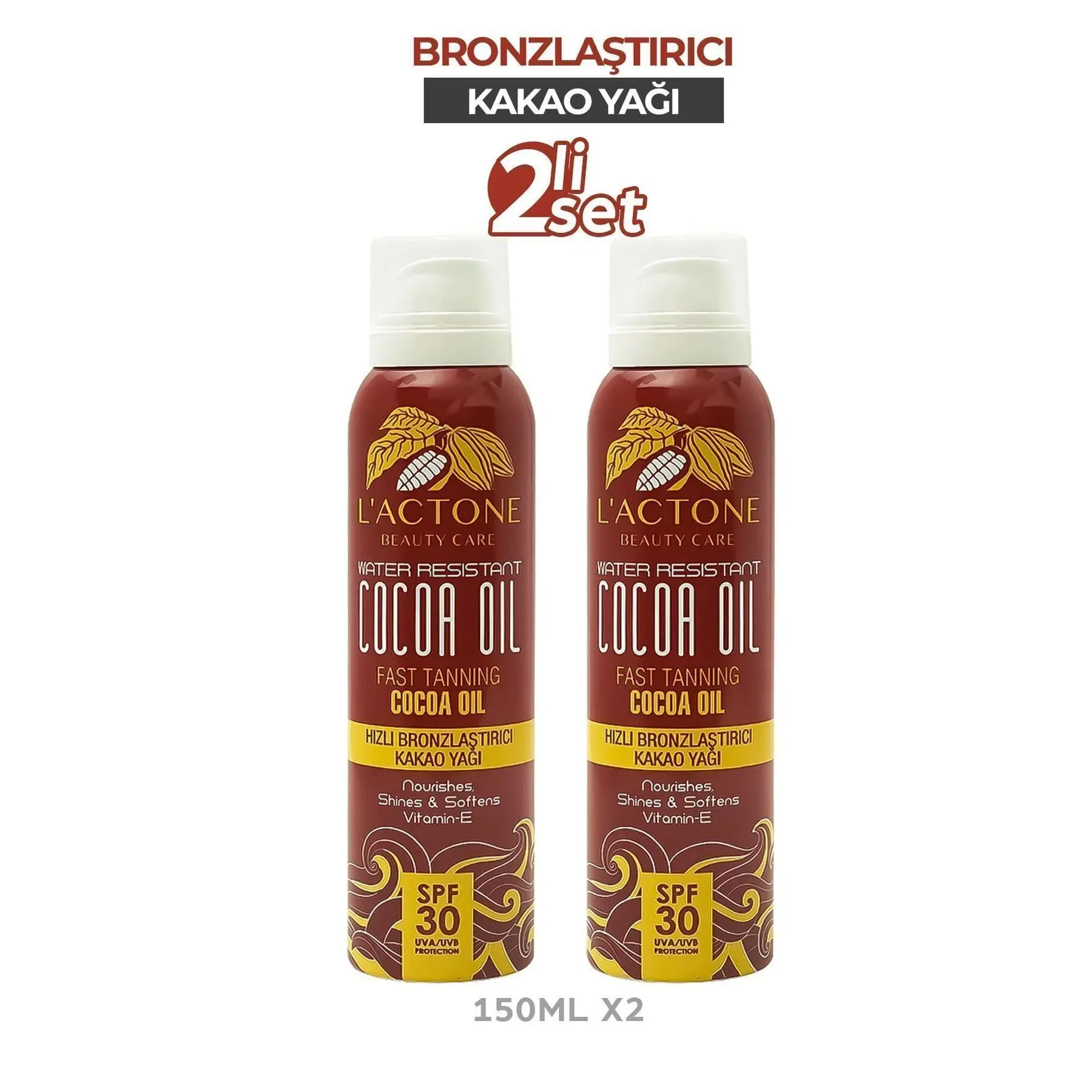 Fast Tanning Cocoa Oil Spf30 Set of 2 150 ml / Fast Tanning Cocoa Oil Vitamin E