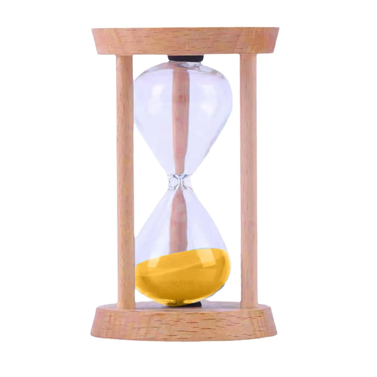 Wooden Hourglass Timer Sand Clock 5 Minutes & Metal Sand Watch 5 Min, Brass Hour Glass Sandglass for Home Desk Office