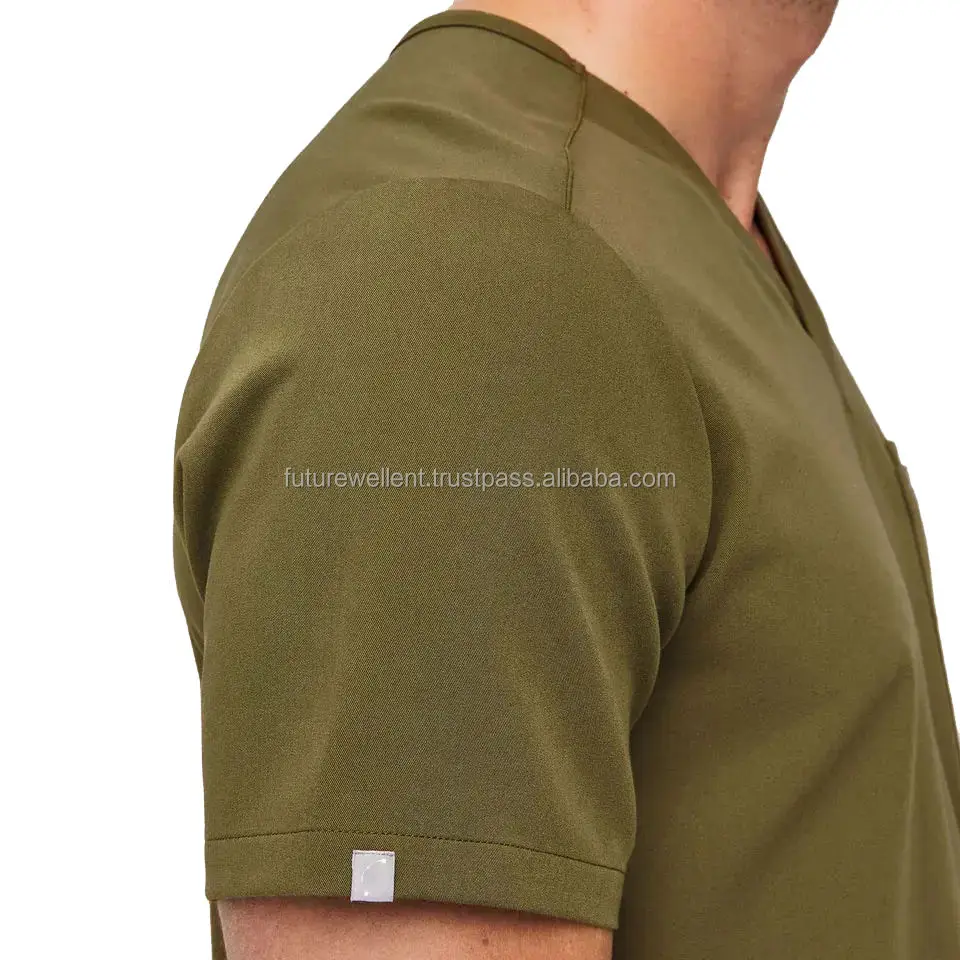 Hospital Medical Doctor Suits For Men Scrubs Nursing Surgical V-Neck Uniform Soft Spandex/Polyester Multi-Pocket Hospital Wear