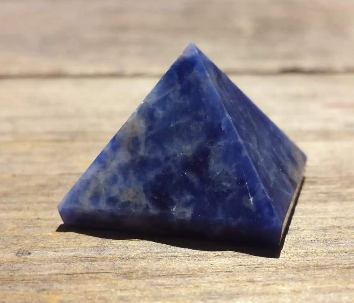 4 cm Natural Sodalite Pyramid , Wholesale Sodalite Real Gemstone  Pyramid For Wealth And Healing