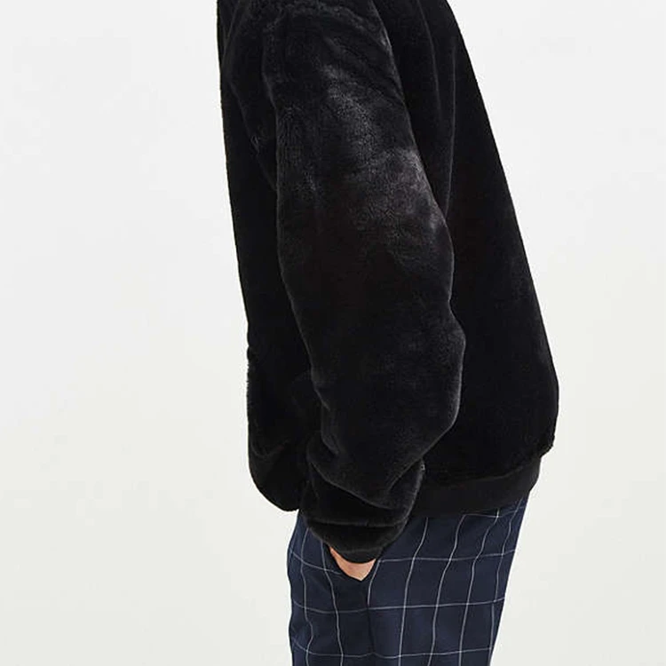 Plain Plus Size Mens Hoodies & Sweatshirts Winter Fashion Black Sherpa Fleece Pullover Hoodies Fleece Fabric Comfortable