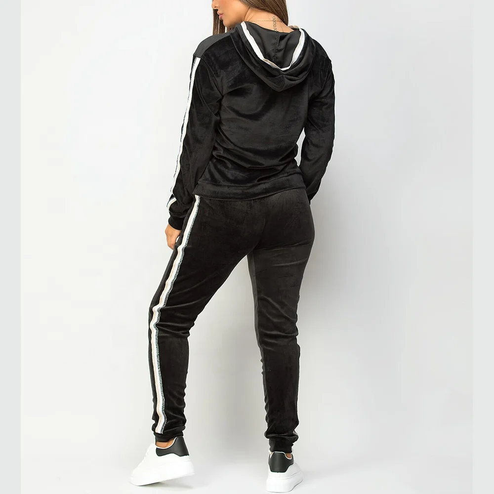 Apparel Processing Services For Women Tracksuit Zip Up Sweatsuit your Own Logo Plain Velvet Tracksuit