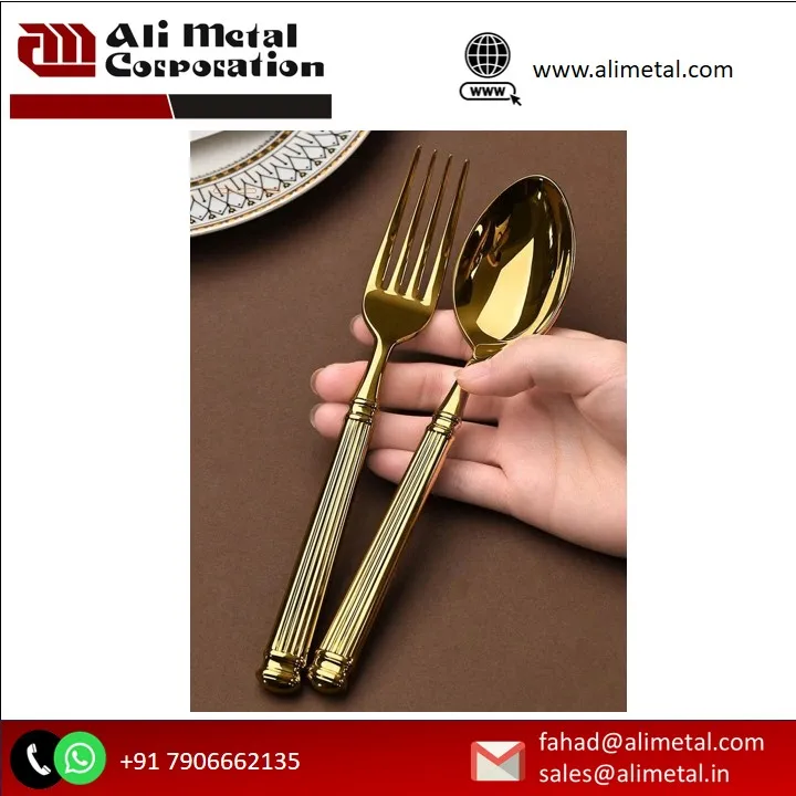 Indian Design Cutlery Shiny Finishing Design Tableware Metal Cutlery Set Indoor Dinnerware Metal Cutlery