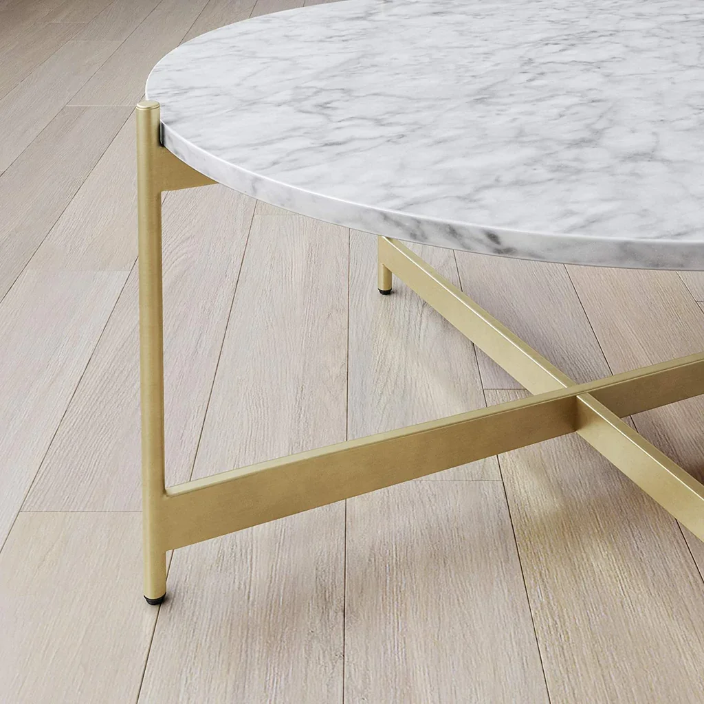 Modern Luxury Indian Metal round Coffee Table with Marble Top New Design Furniture for Office Modern Living Room Waiting Chair